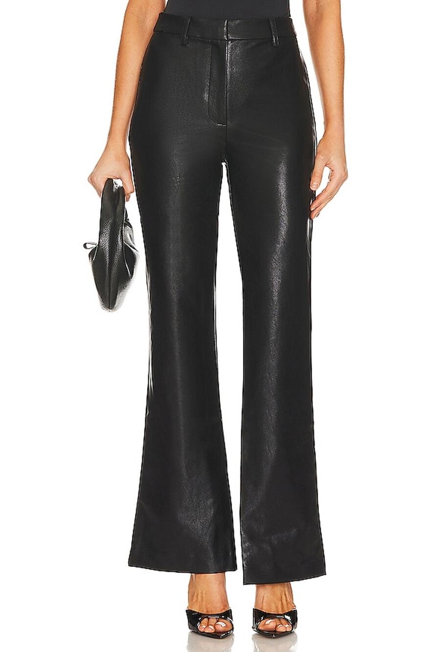 Bardot Coated Black Halifax Flare Pants Size L